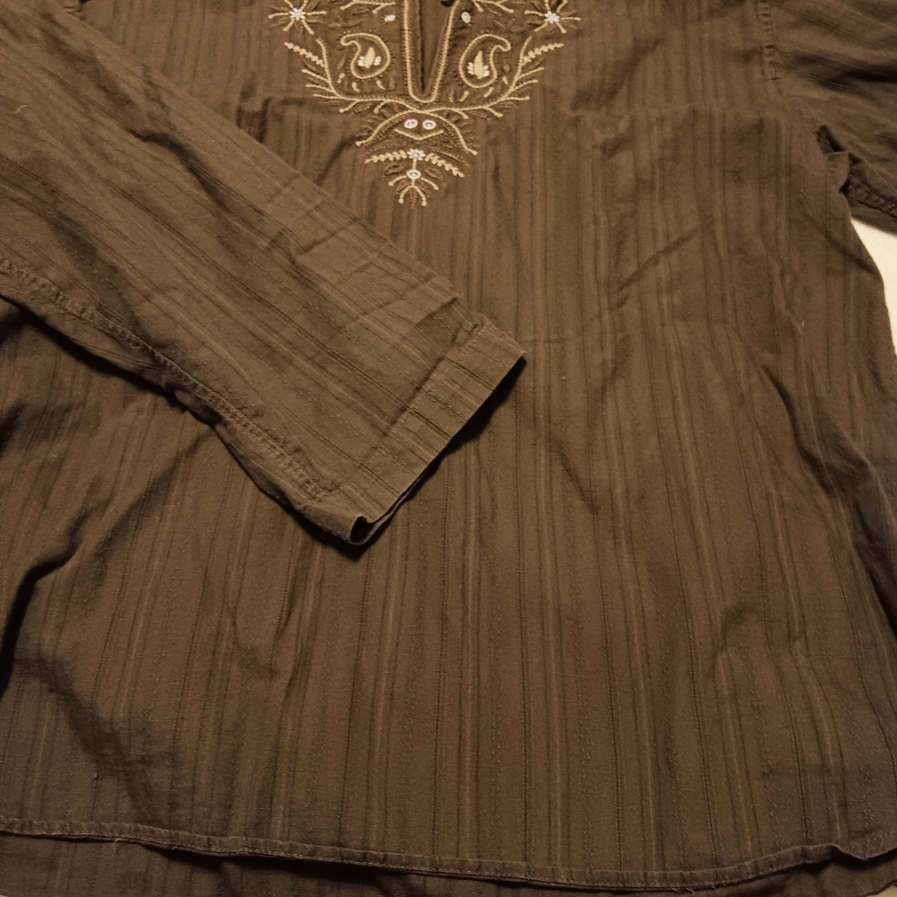 Embroidered Brown Women's Top